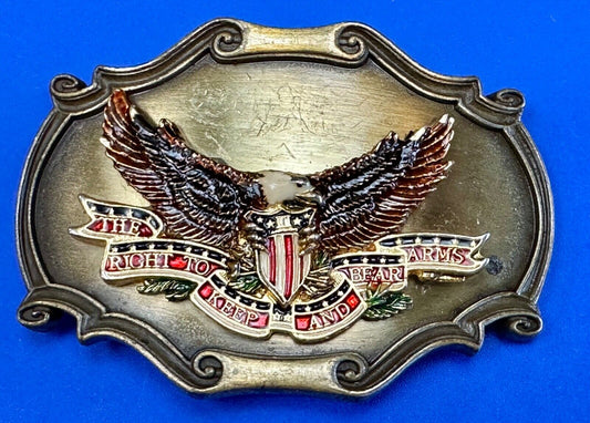 The Right to keep and bear arms USA Eagle Vintage 1978  Raintree belt buckle