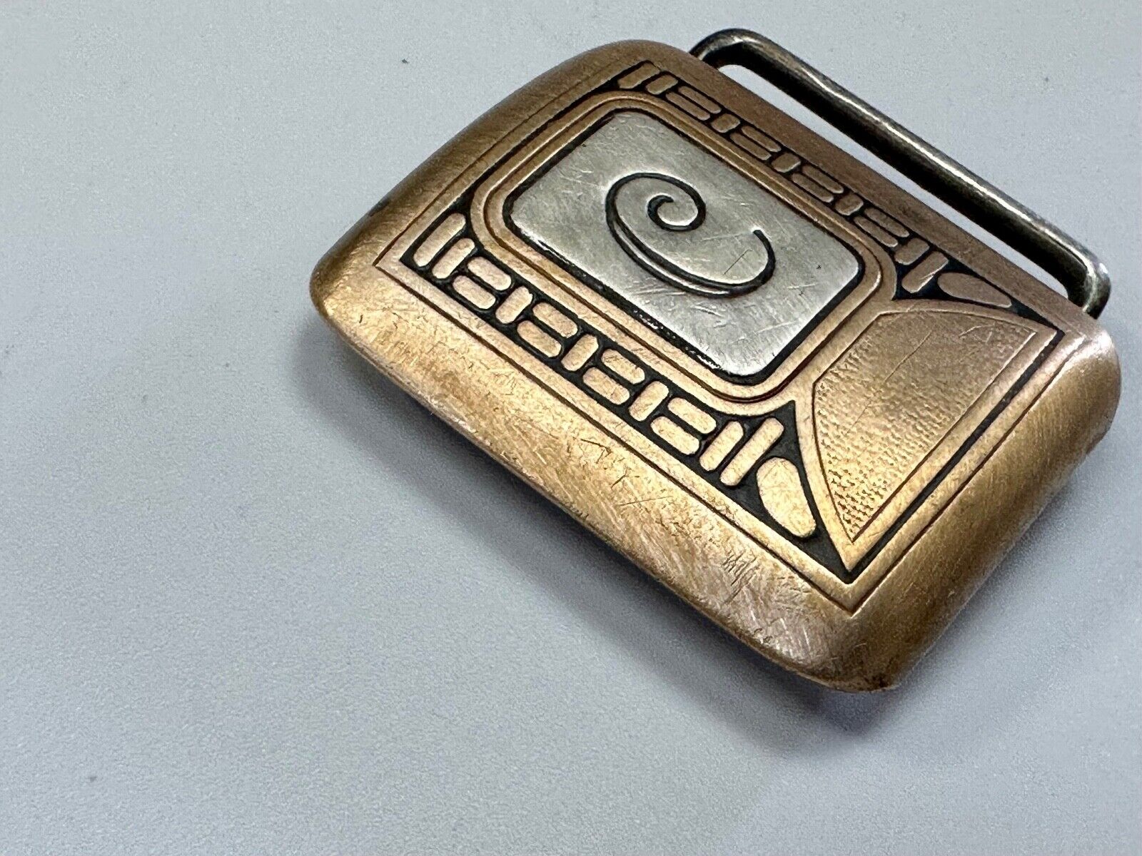 Vintage Hickok Bronze Initial Letter Monogram C Art Deco dress belt buckle