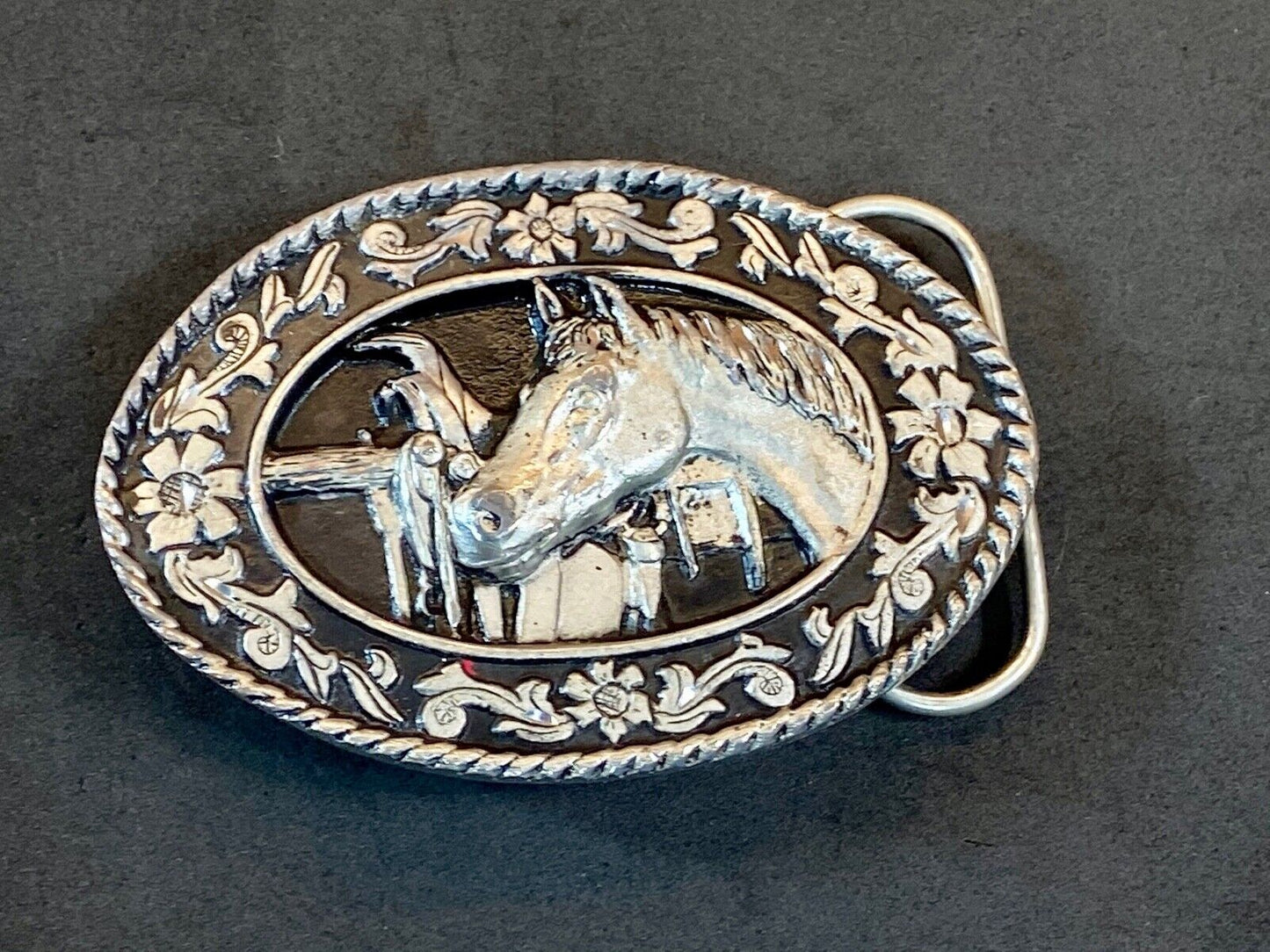 Vintage 1980'S Sw-1 Siskiyou Belt Buckle - Tribute To The Horse 