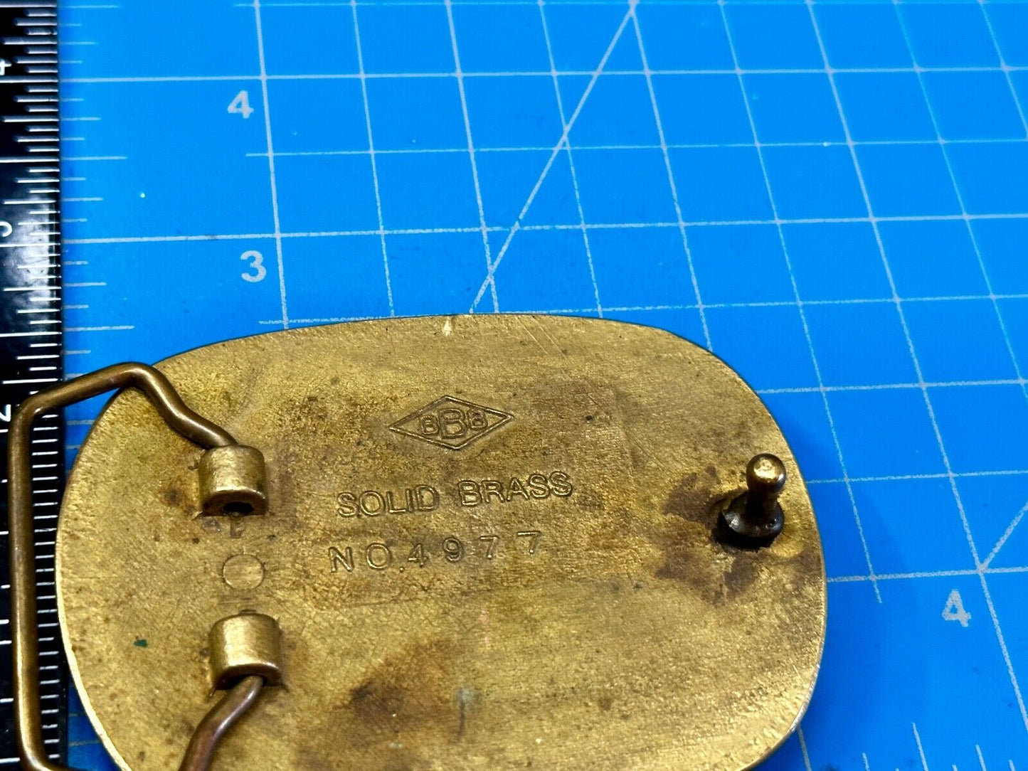 Unique Leather and Solid Brass Round Centerpiece Vintage Belt Buckle by Baron
