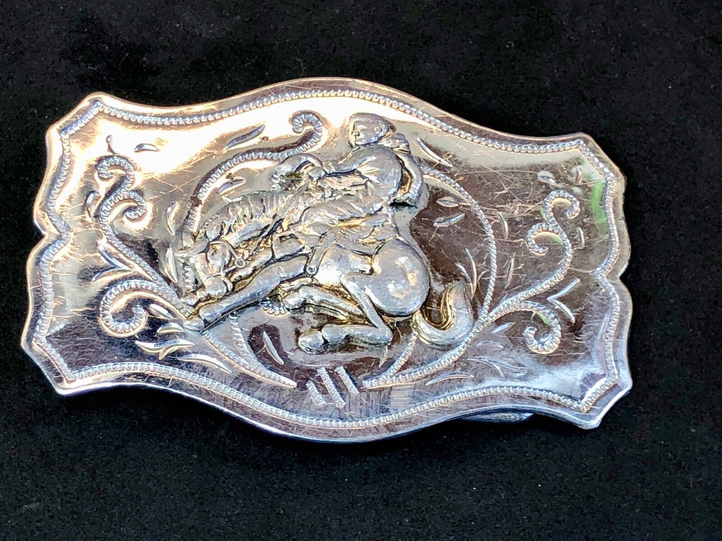 Vintage Horse Cowboy Saddle Bronc Buster Belt Buckle Made in Japan 