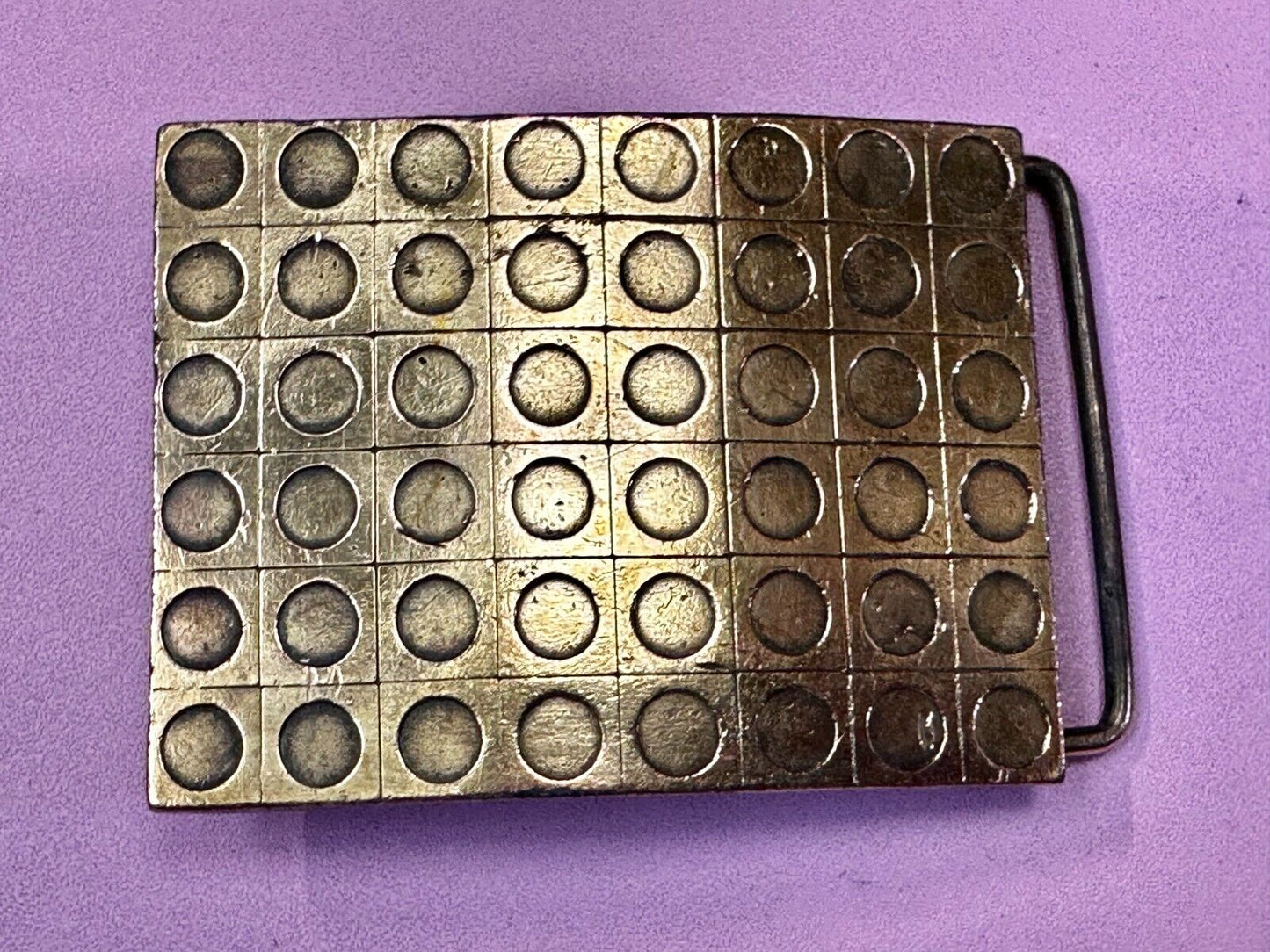 Artisan Metalwork Grid Hole Pattern Hippy Vibe Belt Buckle By Bergamot B-12