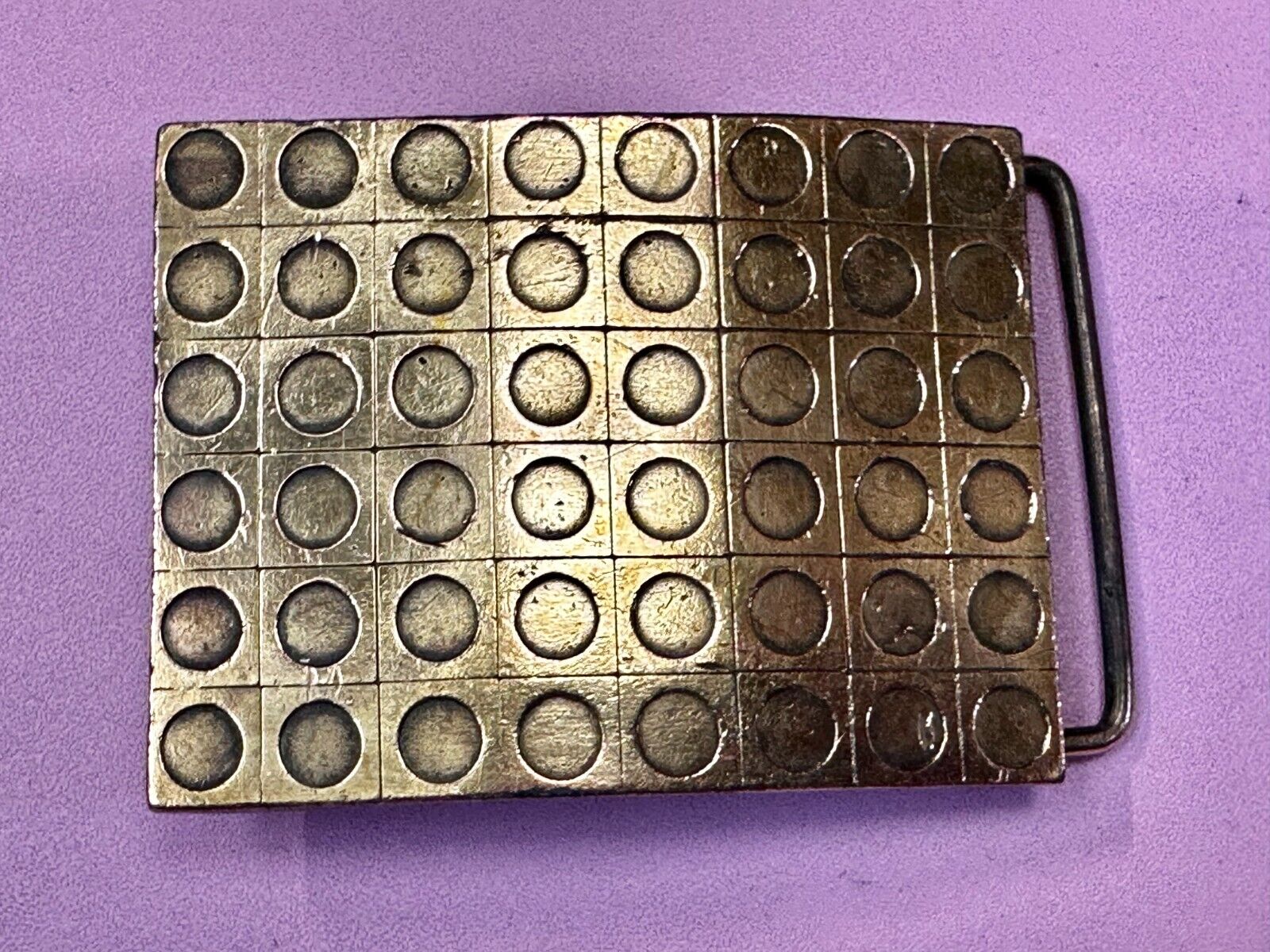 Artisan Metalwork Grid Hole Pattern Hippy Vibe Belt Buckle By Bergamot B-12