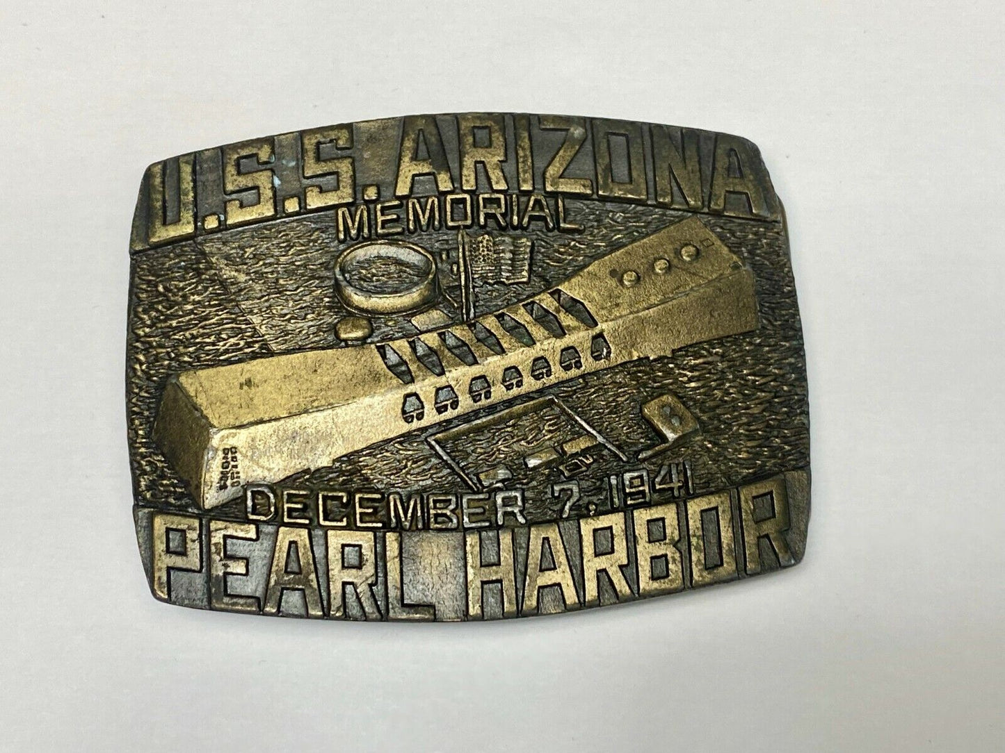 Uss Arizona Memorial Pearl Harbor Commemorative Belt Buckle Indiana Metal Craft