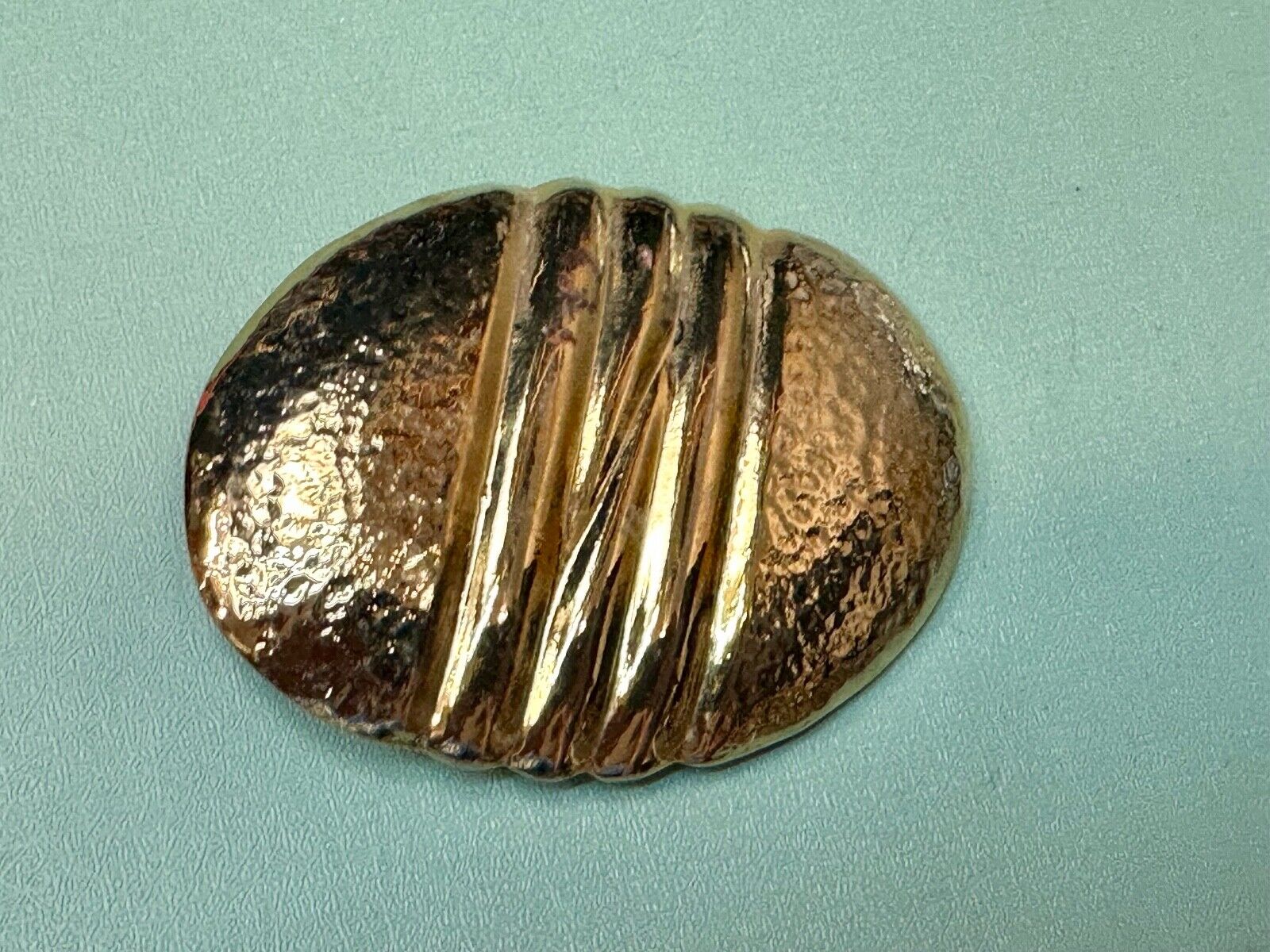 Vintage Chunky Gold Tone Raised belt buckle Scarf Slide Holder marked A