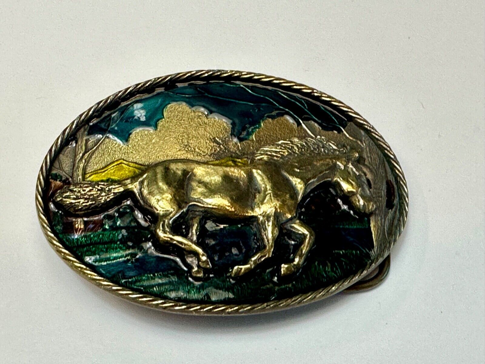 Vintage 1980 running mustang horse  - The Great American belt buckle Co