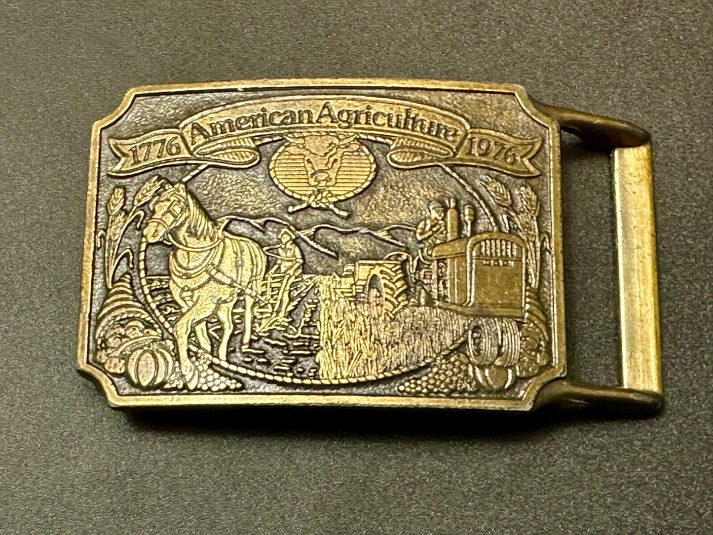 American Agriculture bicentennial celebration belt buckle 1975 - Ortho & Chevron