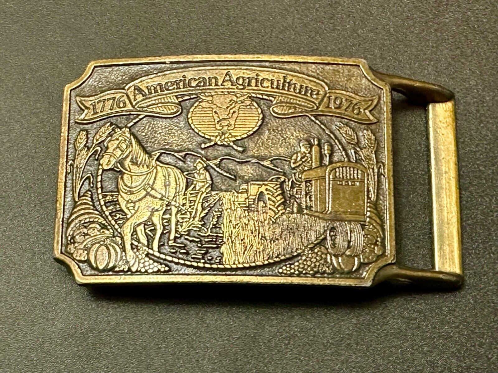 American Agriculture bicentennial celebration belt buckle 1975 - Ortho & Chevron