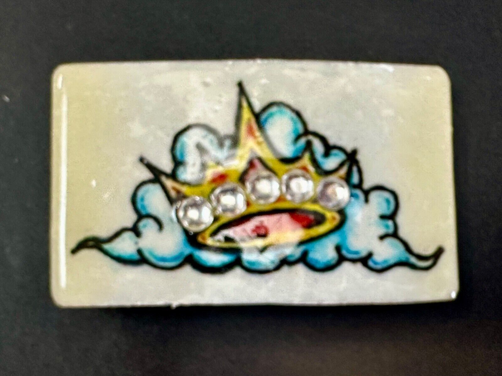 Artisan CROWN on colorful cloud with Rhinestone accents Belt Buckle
