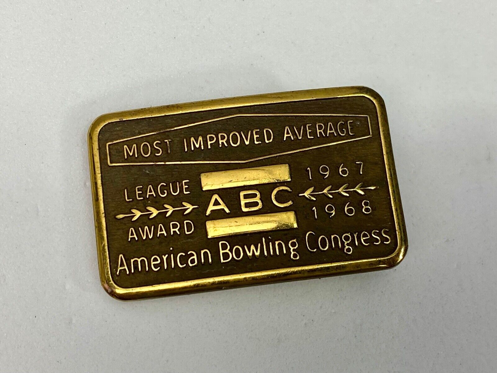 Abc Bowling Bowler's Blank Most Improved Average Award 1967  68 Belt Buckle
