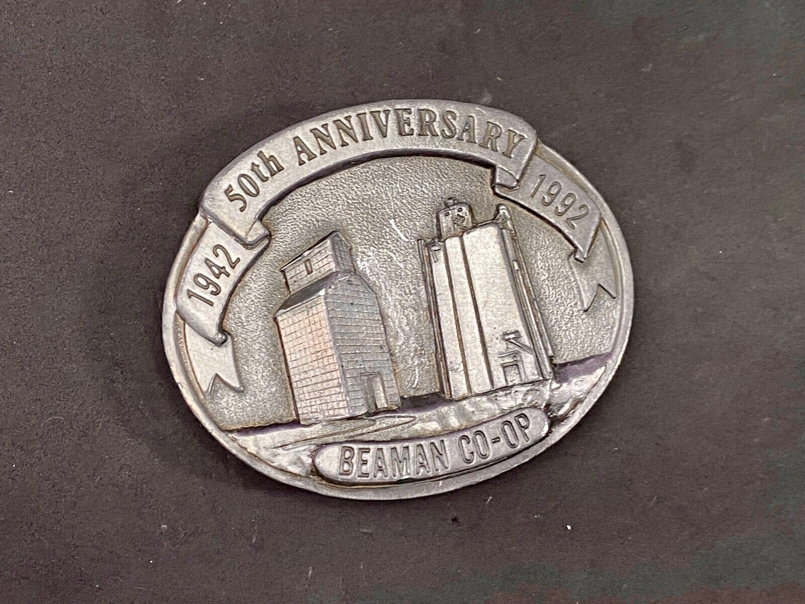 Beaman Co-Op 50Th Anniversary Iowa Feed Grain Farming Agriculture Belt Buckle 