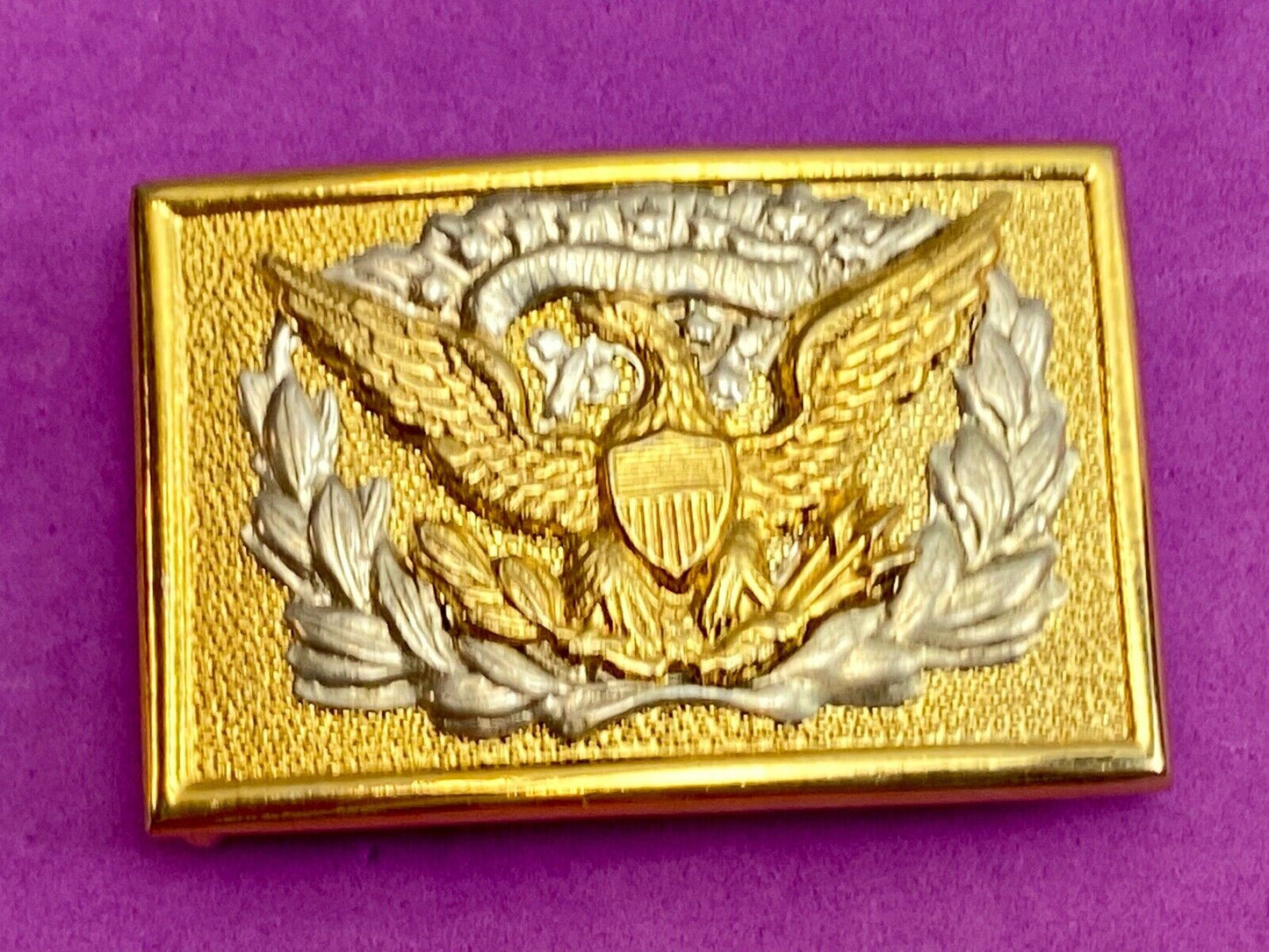  American Eagle Belt Buckle E Pluribus Unum Crest Shield marked 🤔PAKISTAN? 