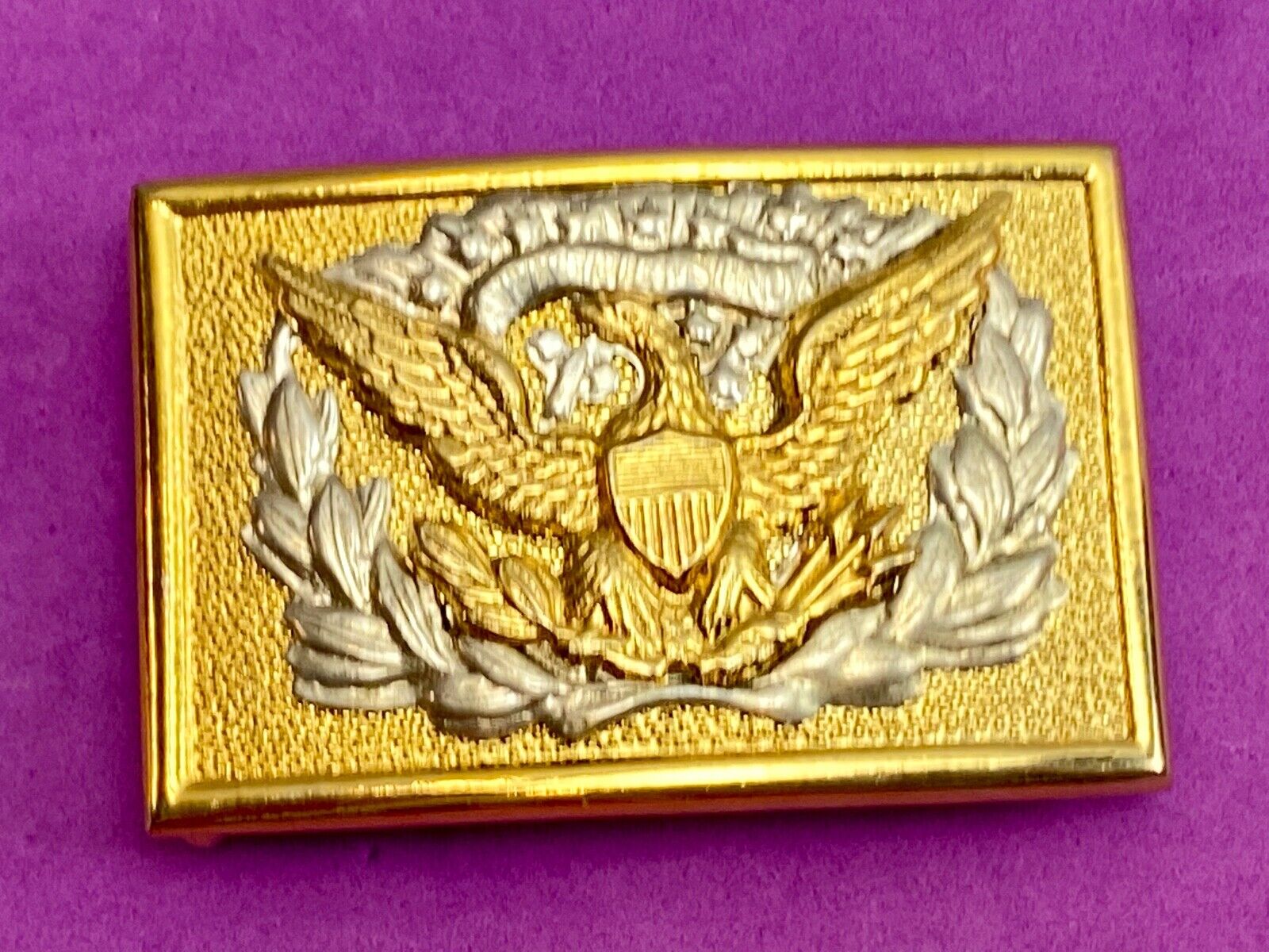 American Eagle Belt Buckle E Pluribus Unum Crest Shield marked 🤔PAKISTAN? 