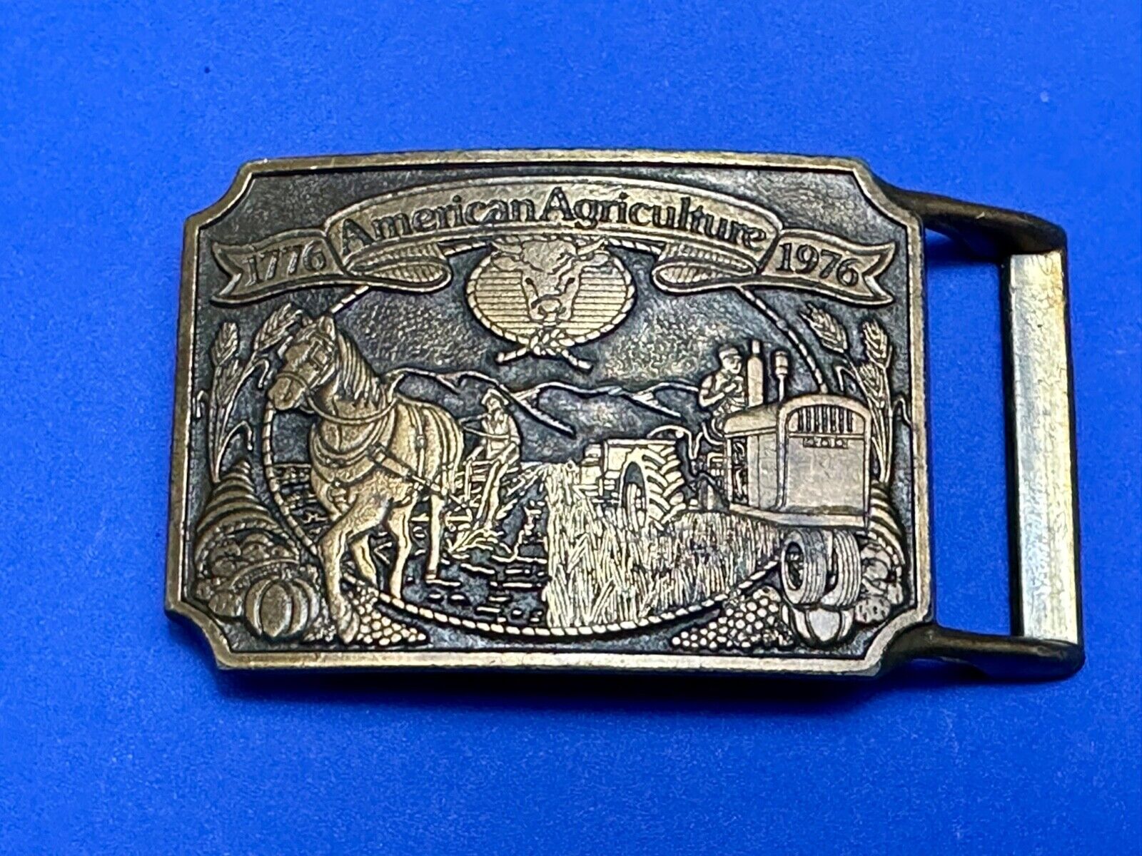 American Agriculture bicentennial celebration belt buckle 1975 - Ortho & Chevron