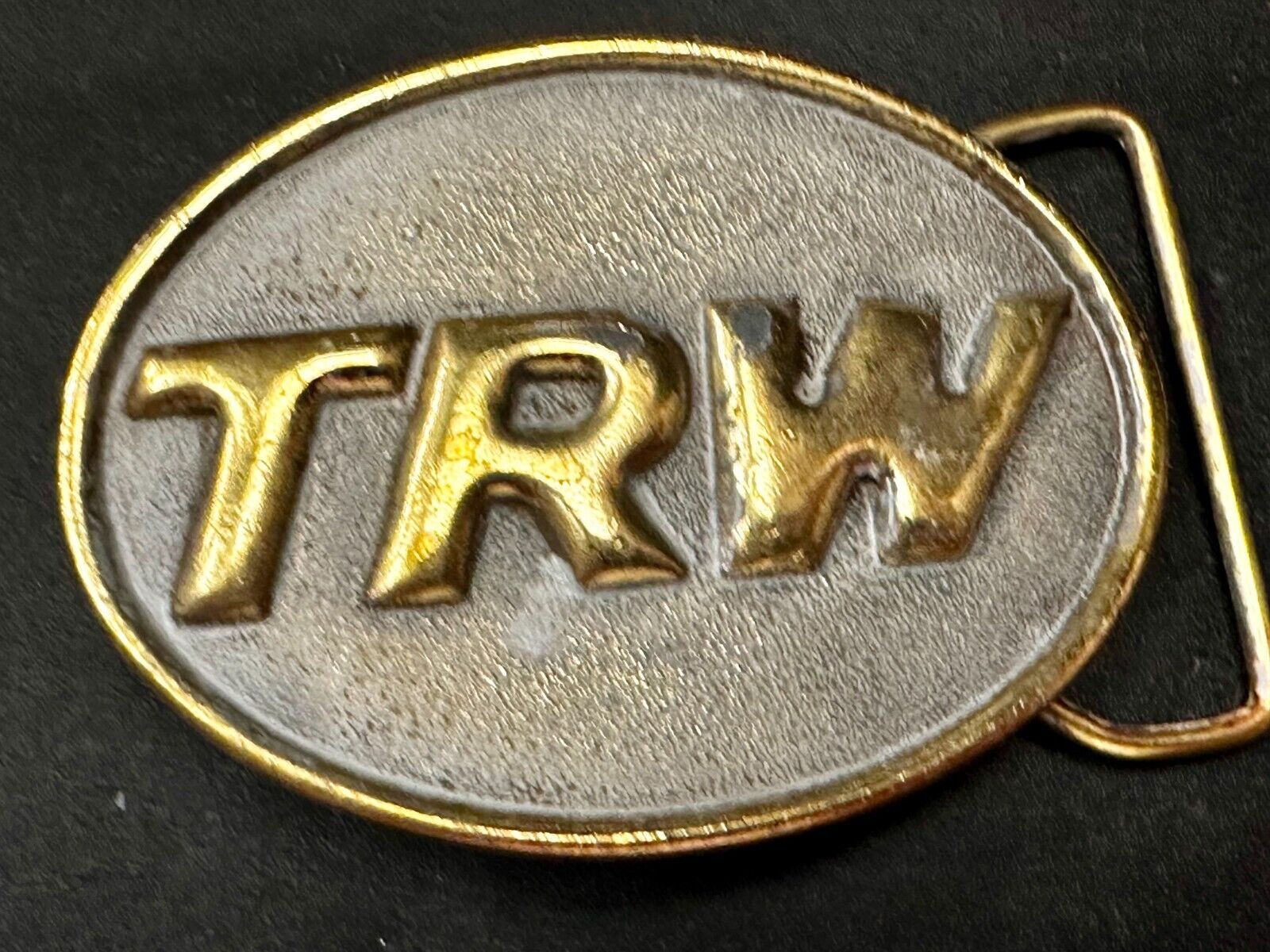 TRW Automotive Parts Advertising Vintage Belt Buckle by Indiana Metal Craft