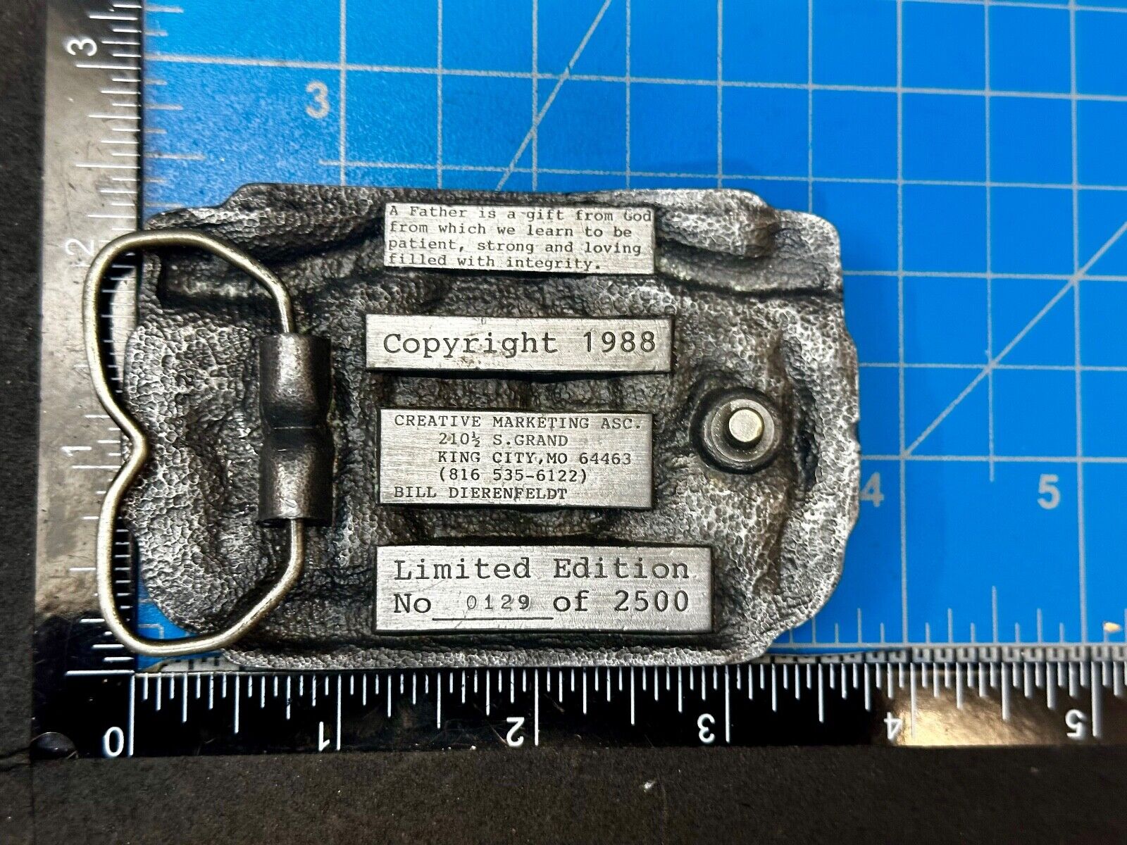 A Tribute to a Father Dad - Vintage Father's Day 1988 Belt Buckle by Creative