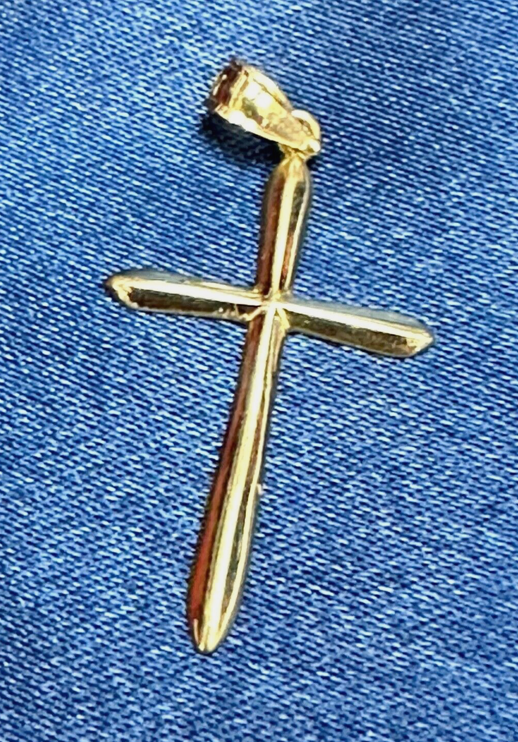 14K Gold Plain Cross 3cm  Necklace Pendant Signed OR Heart Oroamerica