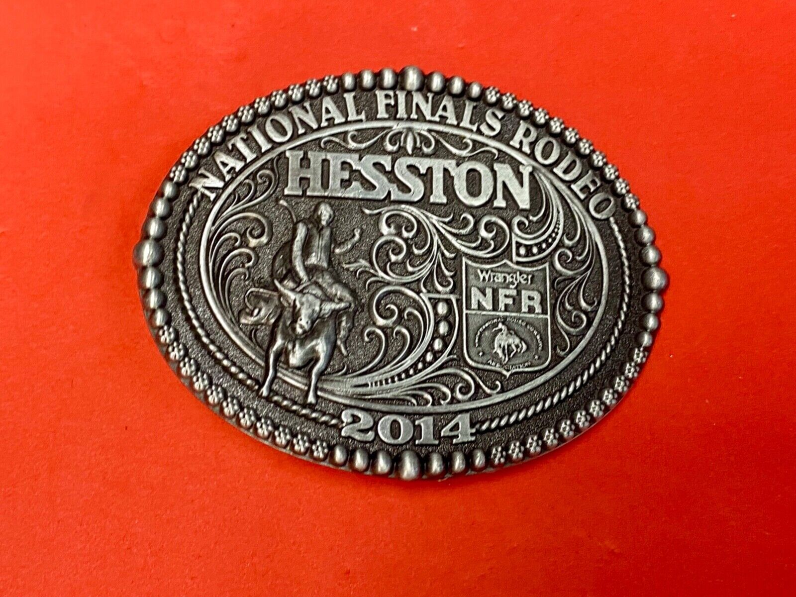 2014 Nos Youth Size Nfr National Finals Rodeo Montana Silversmiths Belt Buckle