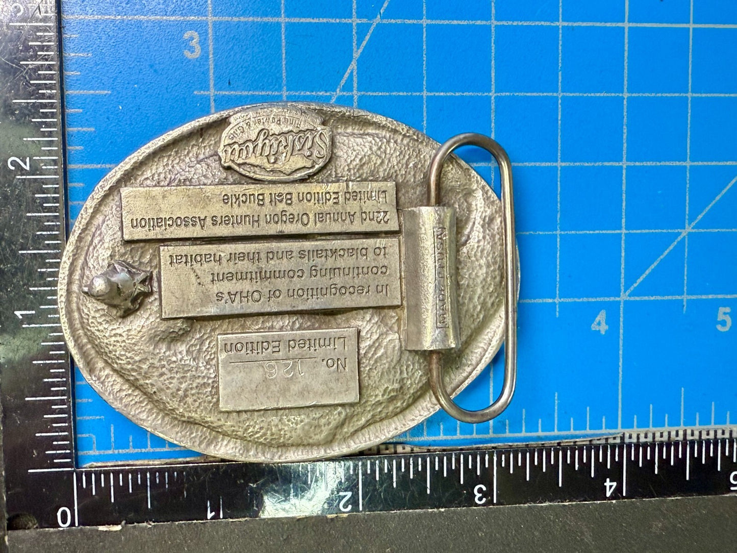 Annual Oregon Hunters Association Commemorative Pewter 2005 Siskiyou Belt Buckle
