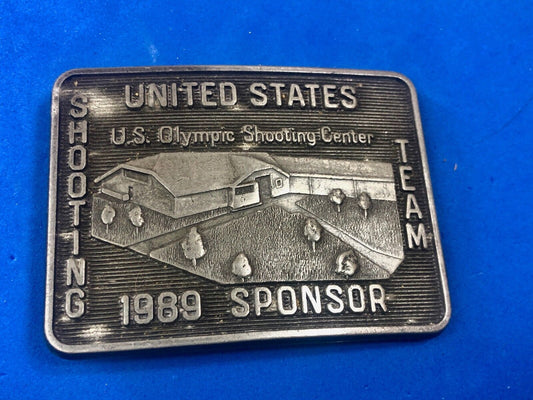 Vintage 1989 Spencer US olympics  Shooting Center belt buckle 