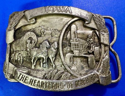 The Great State of Iowa The Heartland of America Vintage Siskiyou Belt Buckle