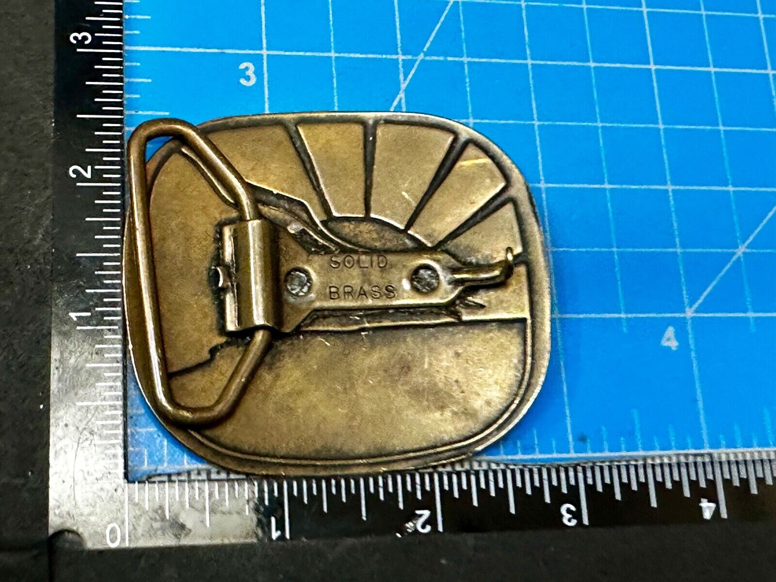 Abstract Eagle Over Sunset / Turtle Swimming Solid Brass Hippy Style Belt Buckle