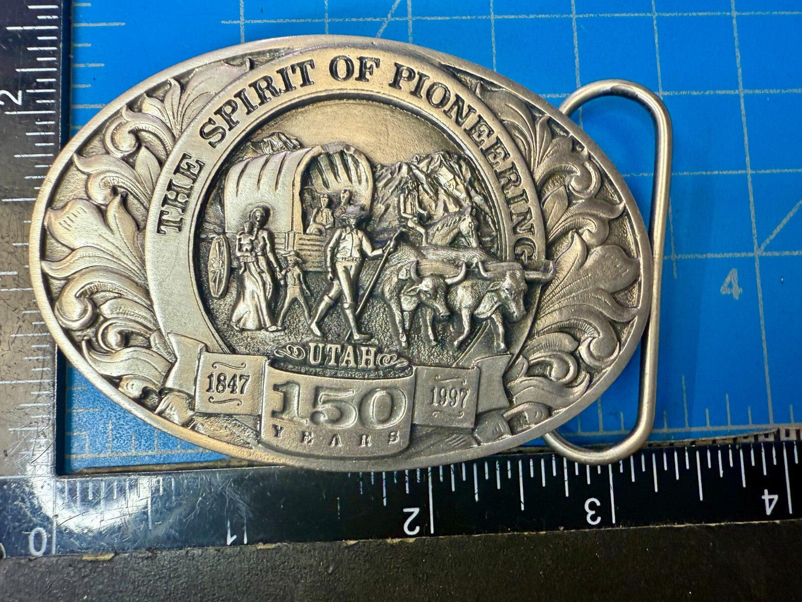 Utah State The Spirit of Pioneering 150 years Vintage Ring Masters Belt Buckle