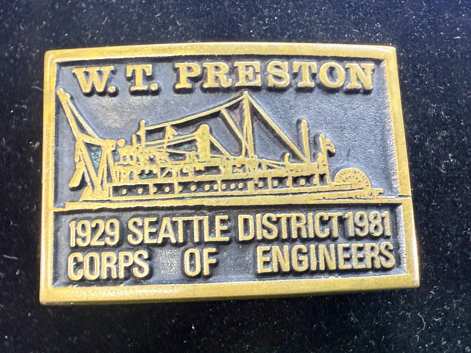 1929 Seattle District 1981 Corp of Engineer W.T Preston Solid Bronze Belt Buckle
