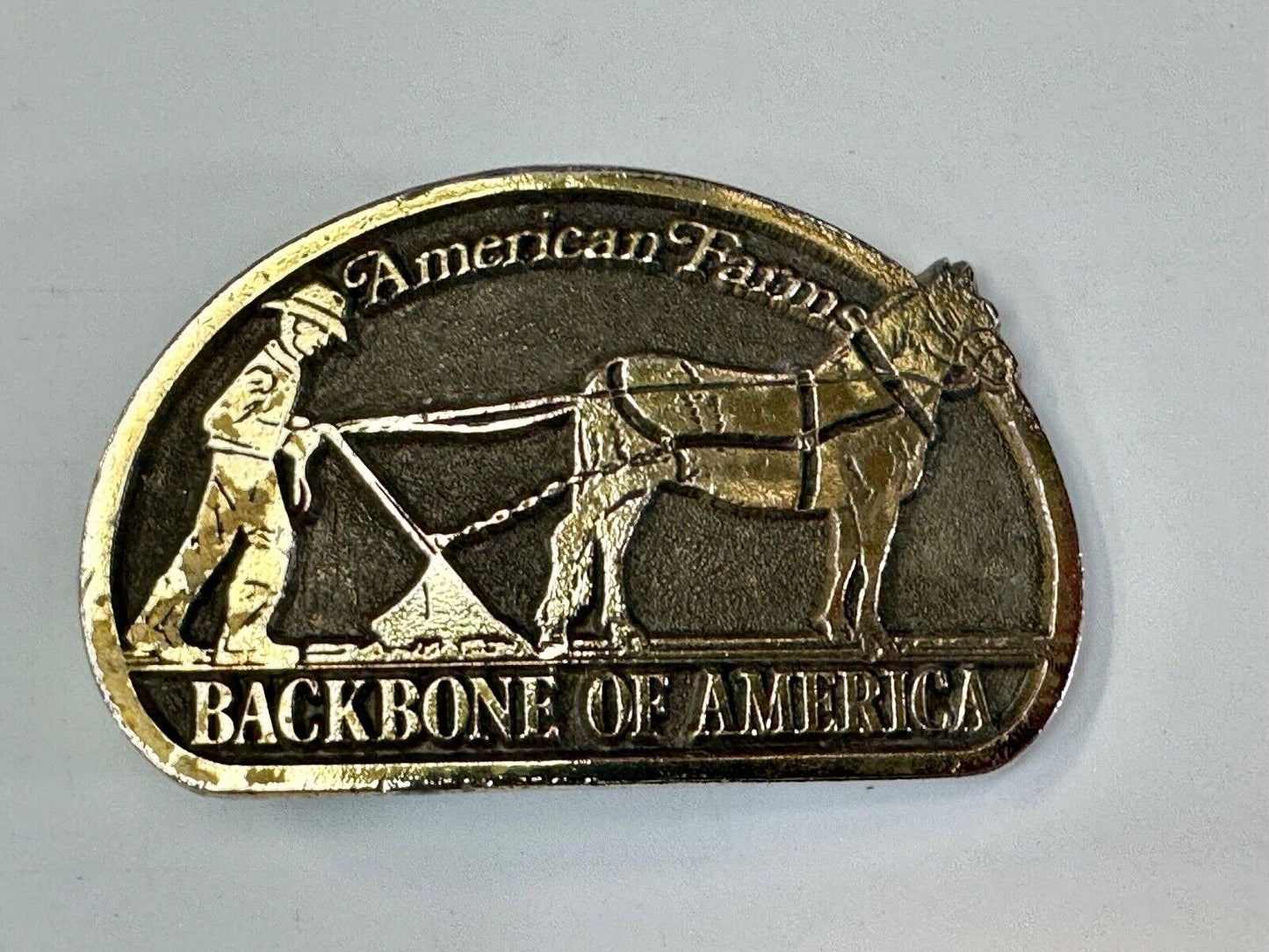 American Farm's, The Backbone of America - Patriotic Farm Theme Vtg. belt buckle