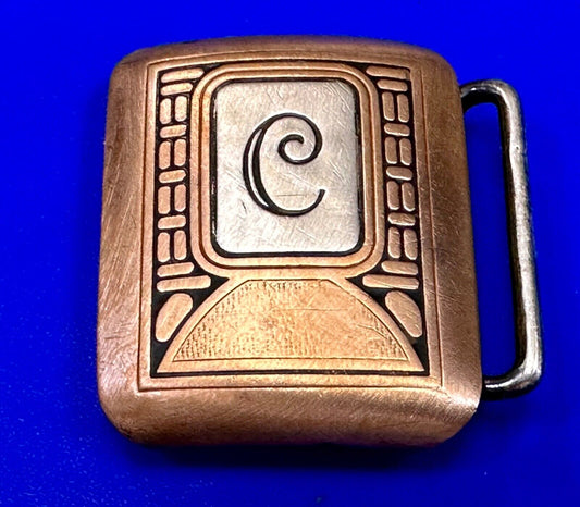 Vintage Hickok Bronze Initial Letter Monogram C Art Deco dress belt buckle