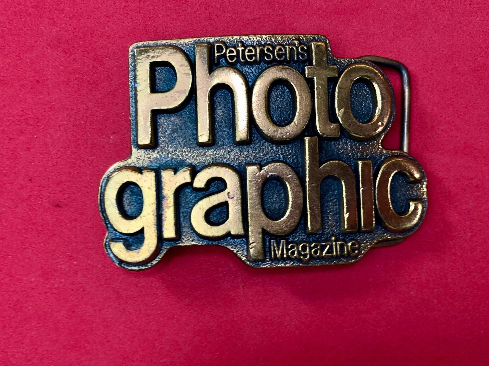 Vintage 1970’s. Petersens PHOTO GRAPHIC Magazine Advertising Logo Belt Buckle 