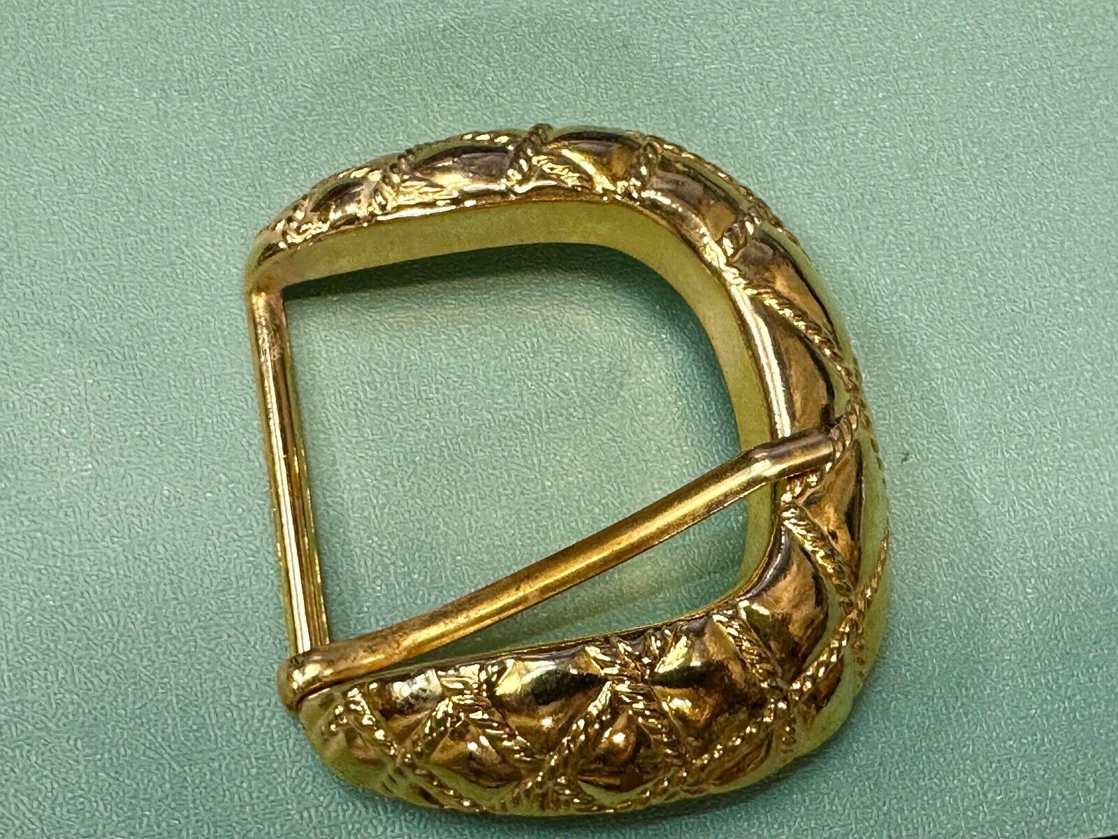 Vintage gold tone weave pattern Replacement belt buckle ET-3318