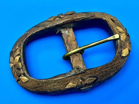 Vintage Artisan Mixed wood inlaid oval center bar quality Belt Buckle