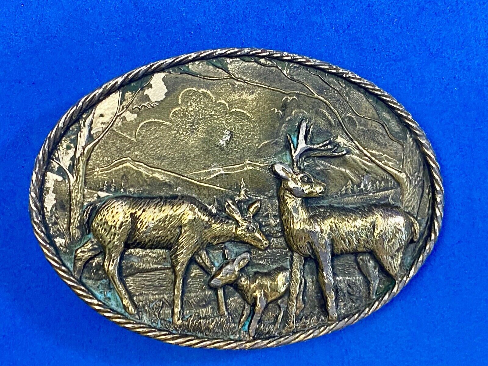 1980 Buck Or Deer In Nature With Large Antlers Great American Belt Buckle Co.