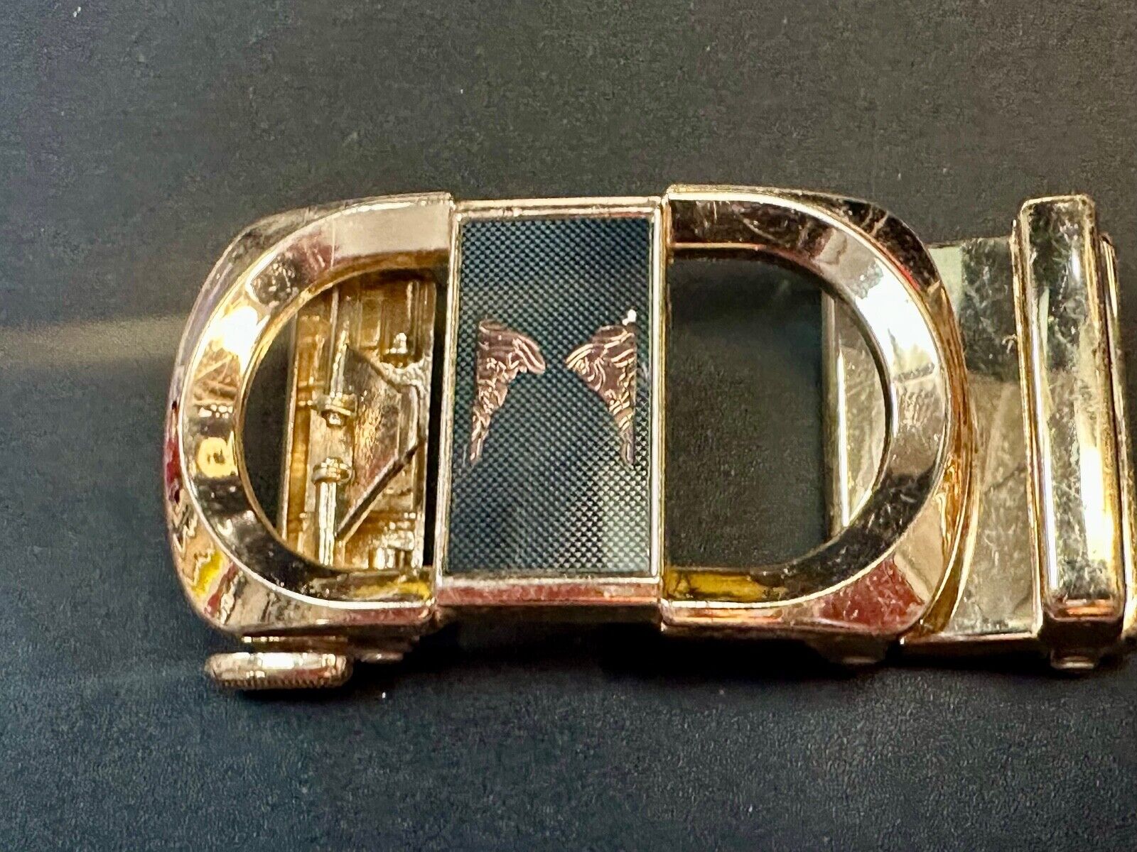 Black and Gold Tone Replacement Formal Dress Style Belt Buckle