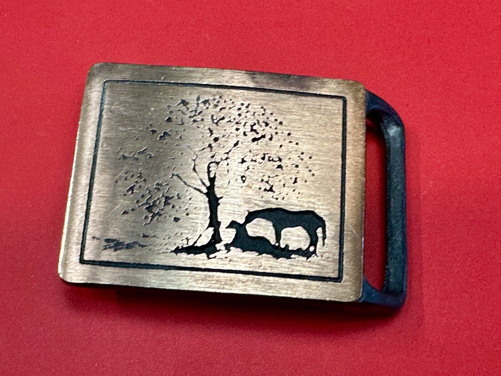 TWO HORSES TECH-ETHER GUILD Vintage art Horse lovers belt buckle