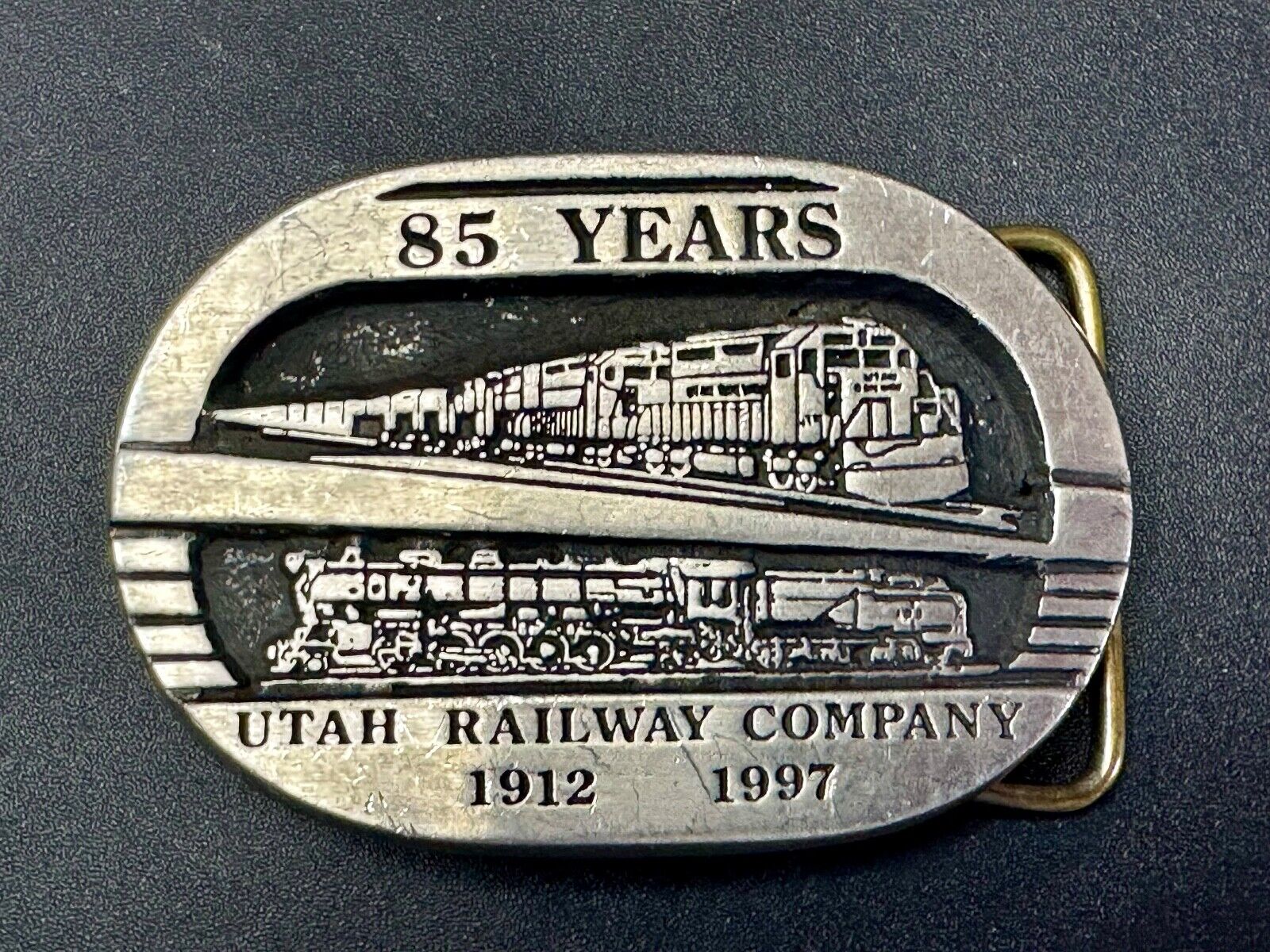 Utah Railway Co Vtg Train Railroad 85 Years - Gary Prazen Sculpture Belt Buckle