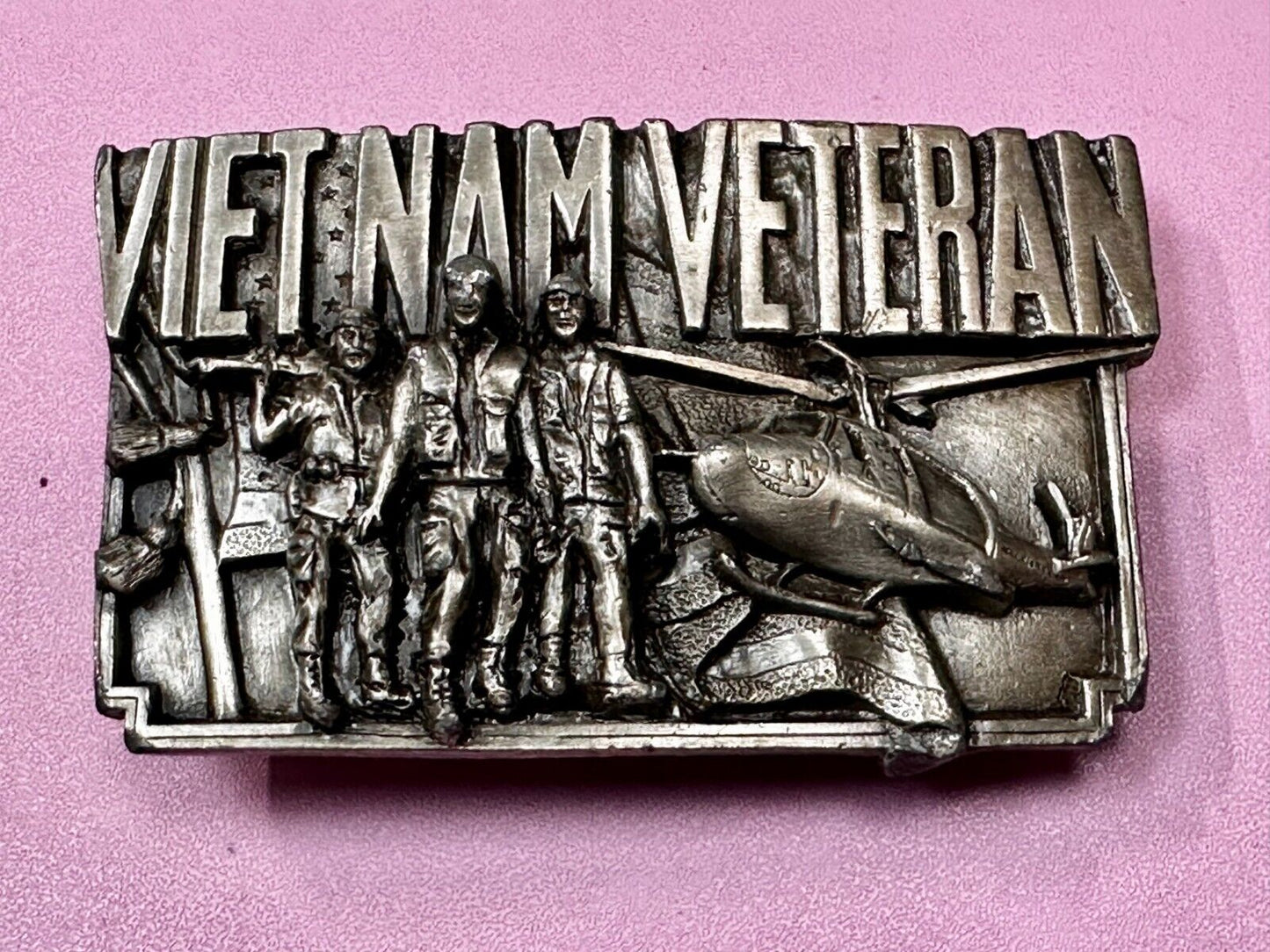 Veteran Vietnam Helicopter Soldiers Military Vtg 1983 Bergamot Belt Buckle