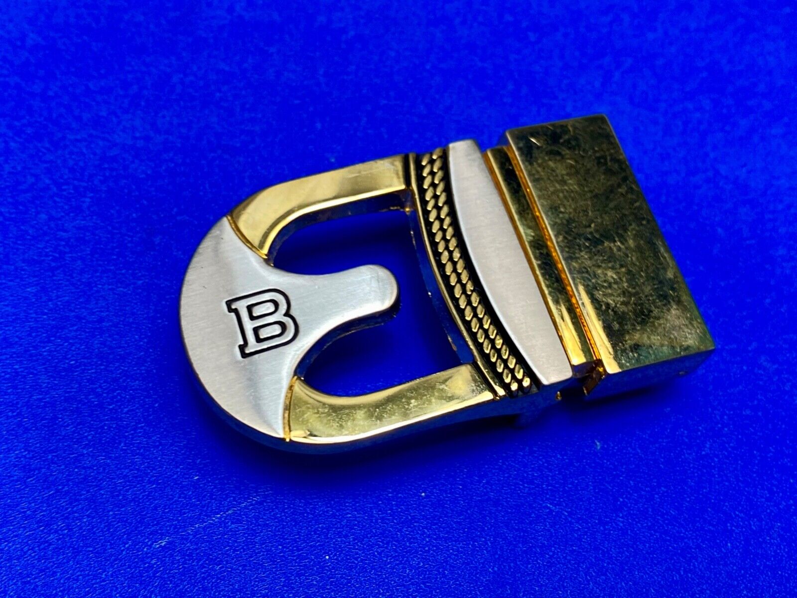 Vintage Letter Initial Monogram B two tone formal small belt buckle