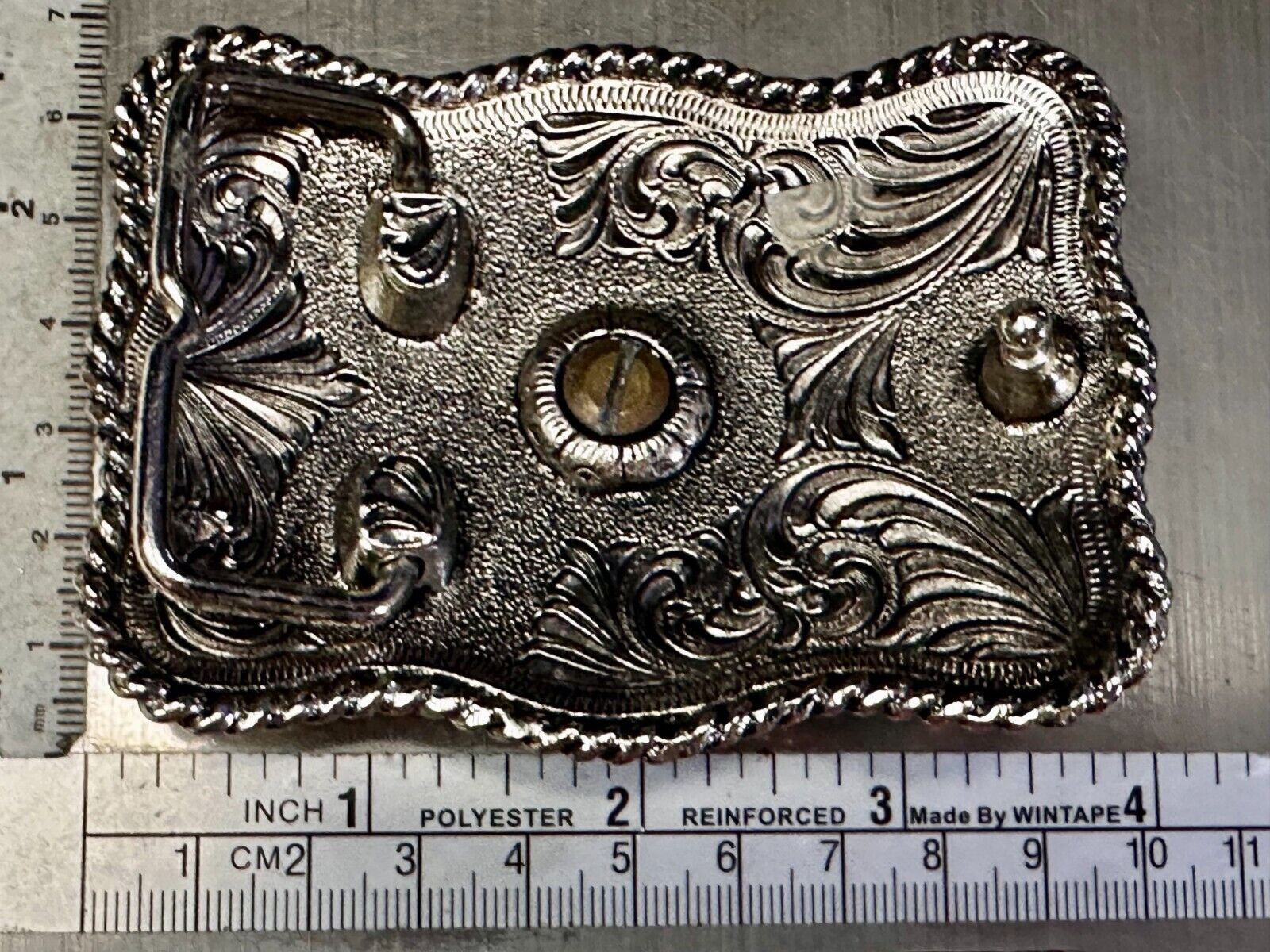 Texas Longhorn Centerpiece Two Tone Ornate Floral Themed Belt Buckle