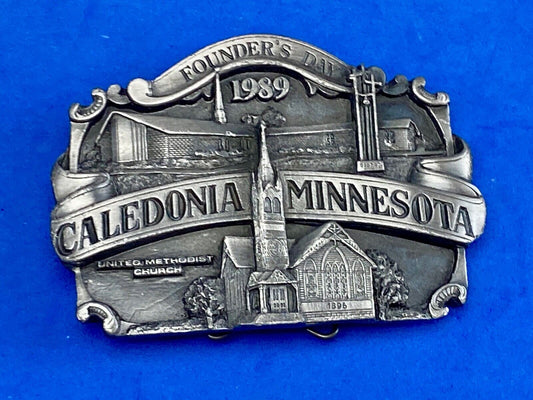 Vintage 1989 - Founder’s Days Caledonia MN belt buckle United Methodist Church 