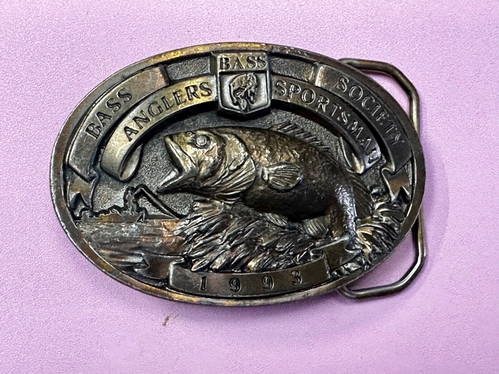 1993 BASS Anglers Sportsman Society Sport Fishing Fishermans  Belt Buckle