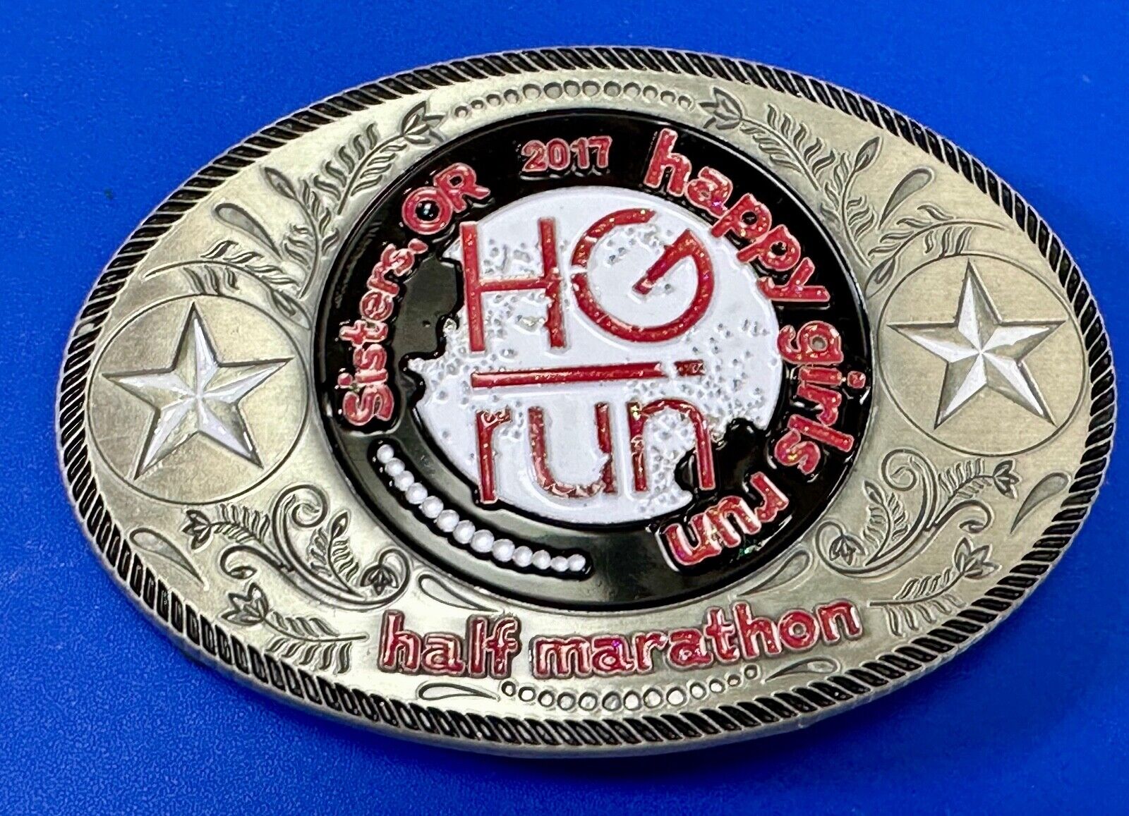 2020 Half Marathon award Happy Girls Sisters Run HG emblem belt buckle