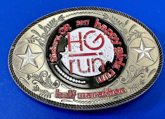2020 Half Marathon award Happy Girls Sisters Run HG emblem belt buckle