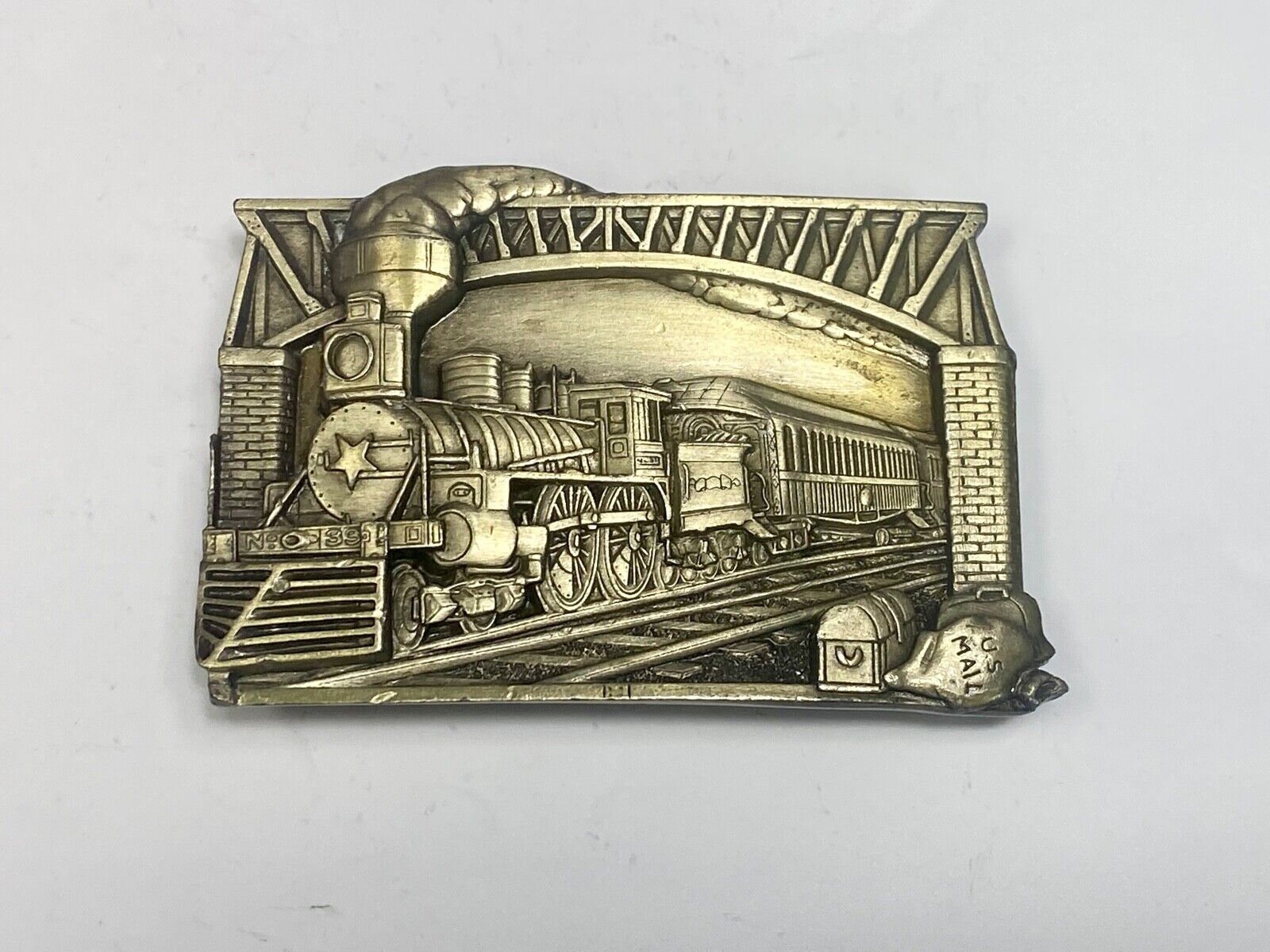The Golden Age of the Railroad Steam Train Engine Collectors belt buckle