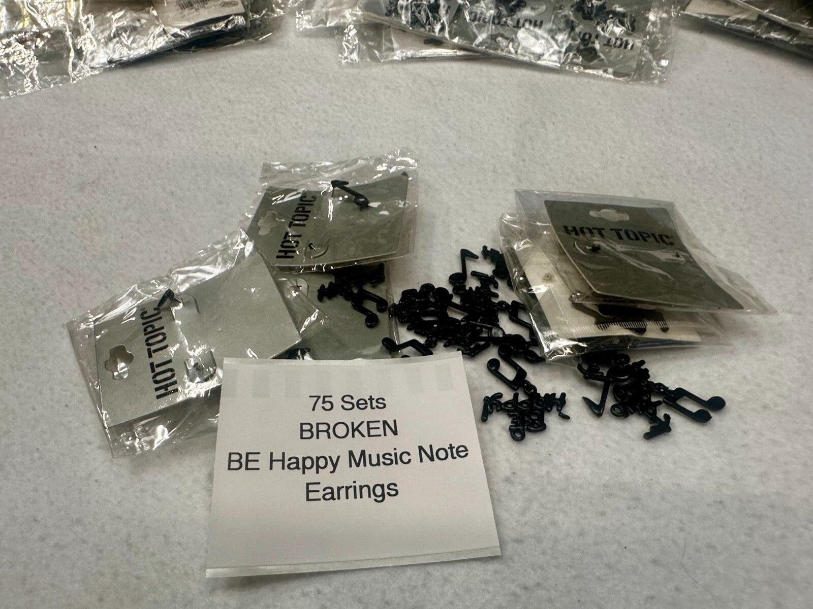 75 Set Lot Of Broken Be Happy Music Note Earrings Craft /  Repurpose / Steampunk