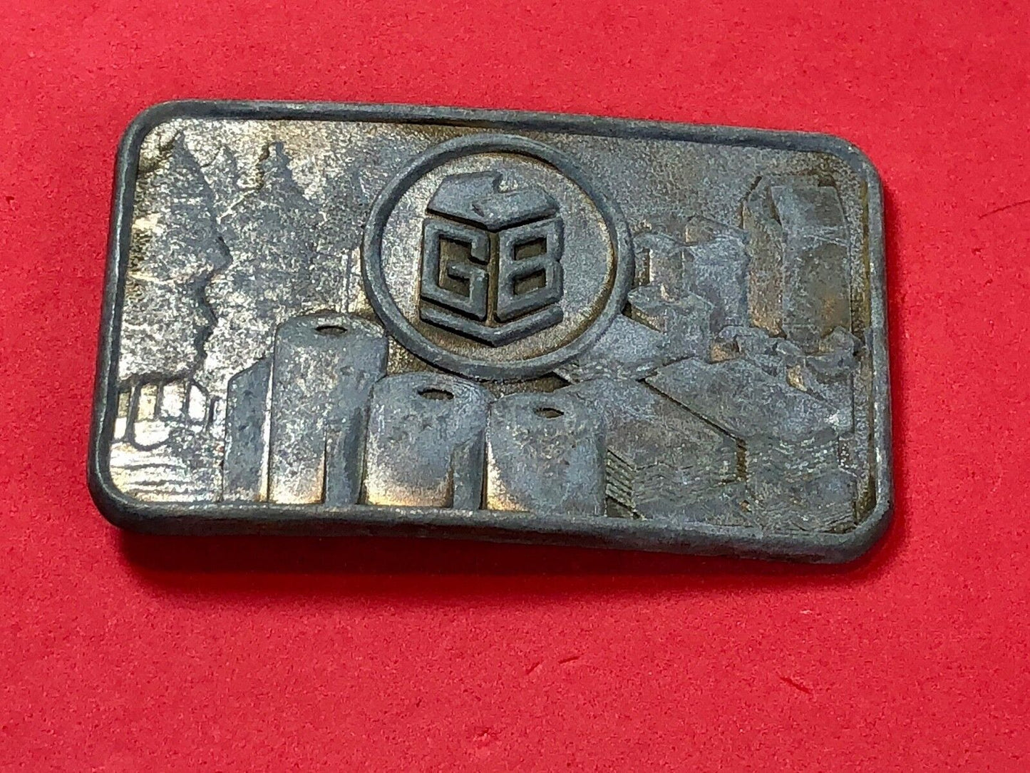 vintage GB paper products advertising promo Company  belt buckle