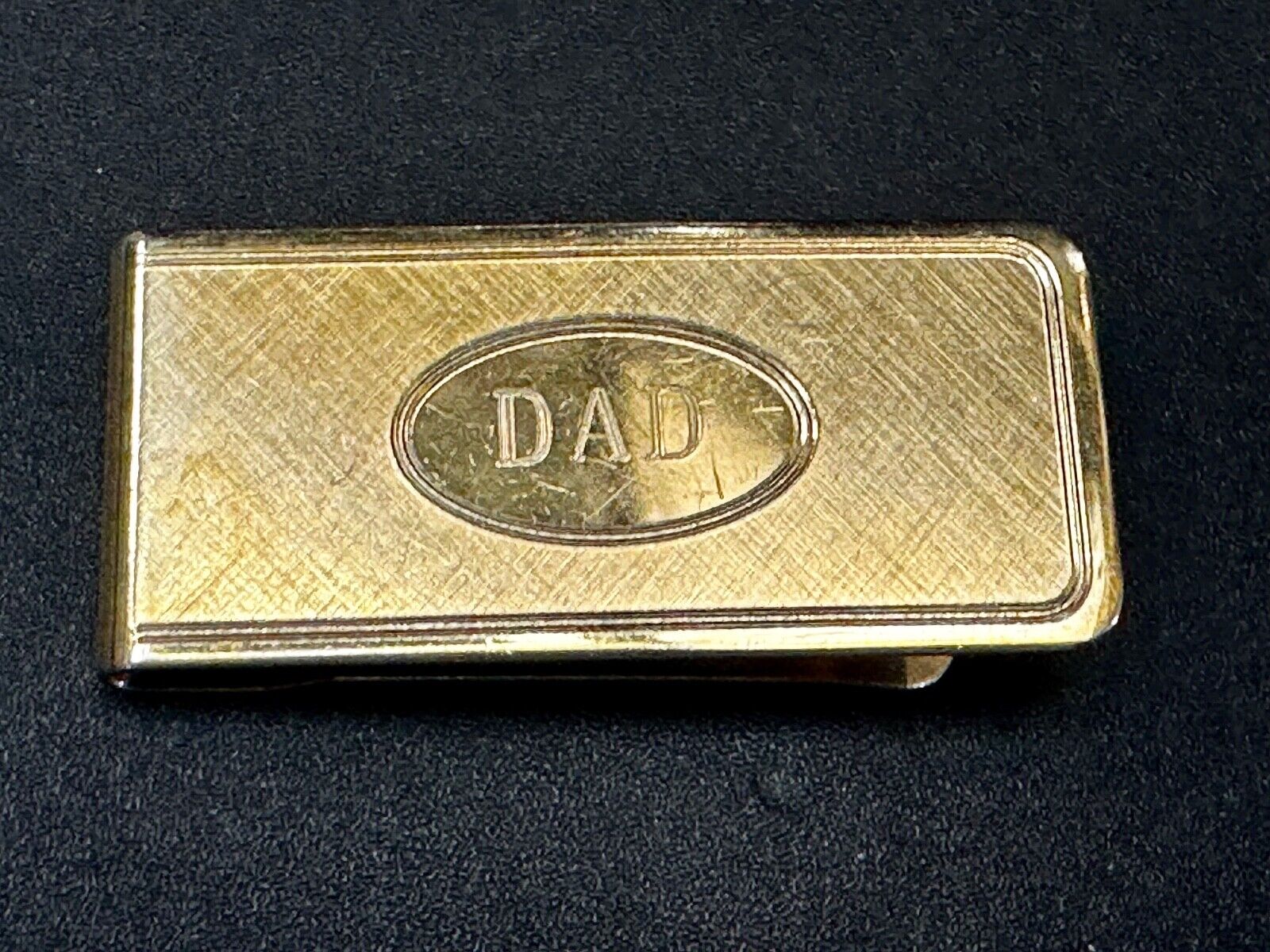 Vintage Gold Tone Money Clip Bill Holder Engraved DAD - Perfect Fathers Gift!