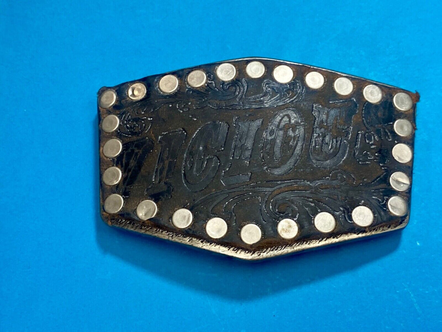 VICIOUS - statement  -Sid Studded brown faux? Leather belt buckle