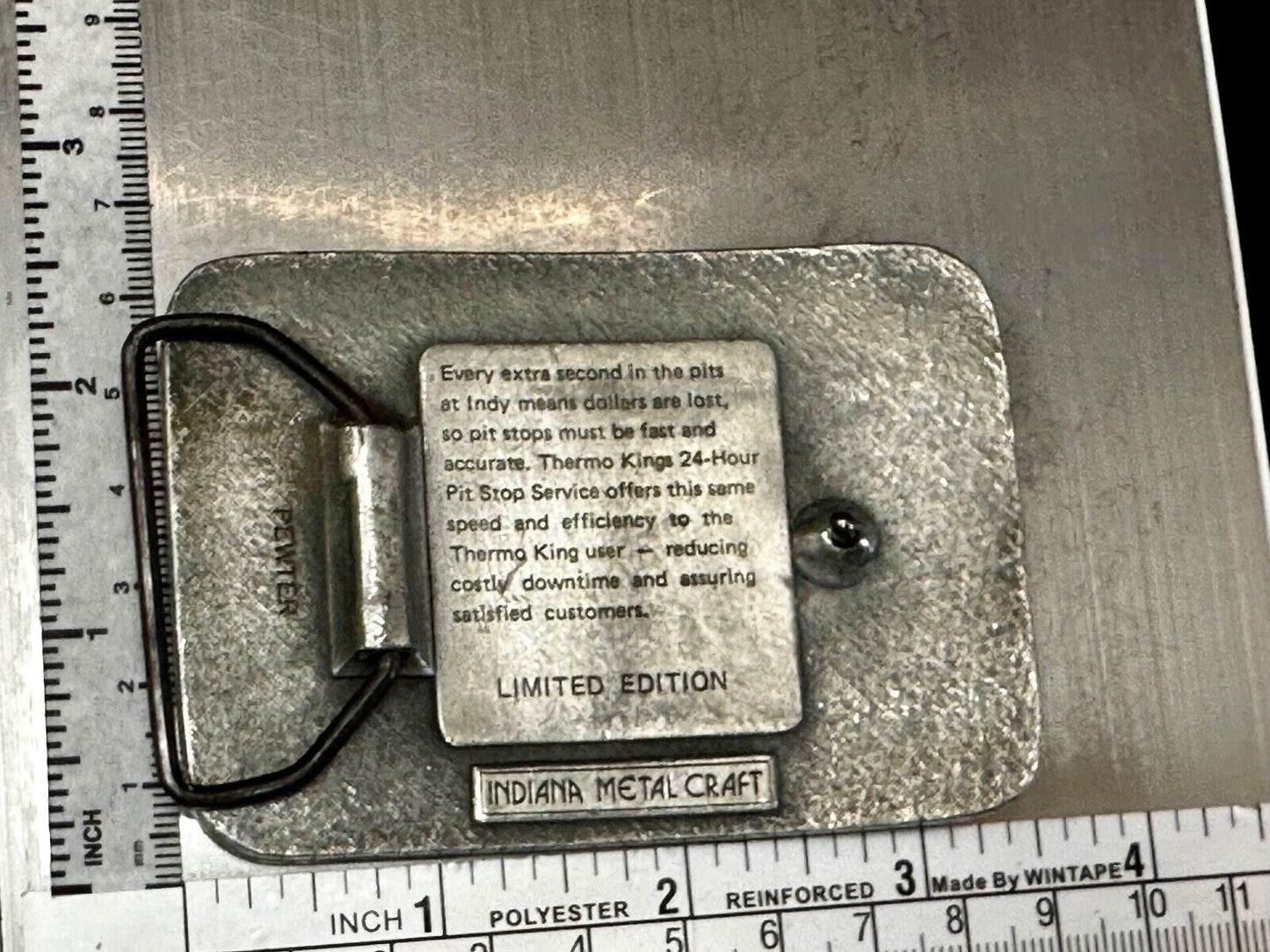 TK Thermo King - Indy Motor Speedway 24 hour pit stop Vintage Belt Buckle